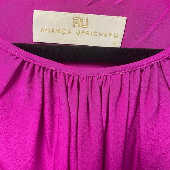 Amanda Uprichard 100% Silk Long Sleeve Purple Blouse Womens Medium - Picture 3 of 5